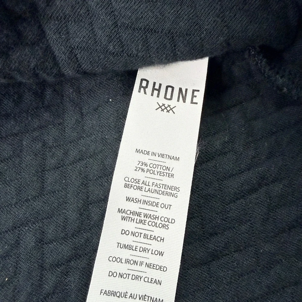 RHONE Mens Quilted 1/4 Snap Neck Pullover Sweatshirt Black Size XL - Picture 7 of 10